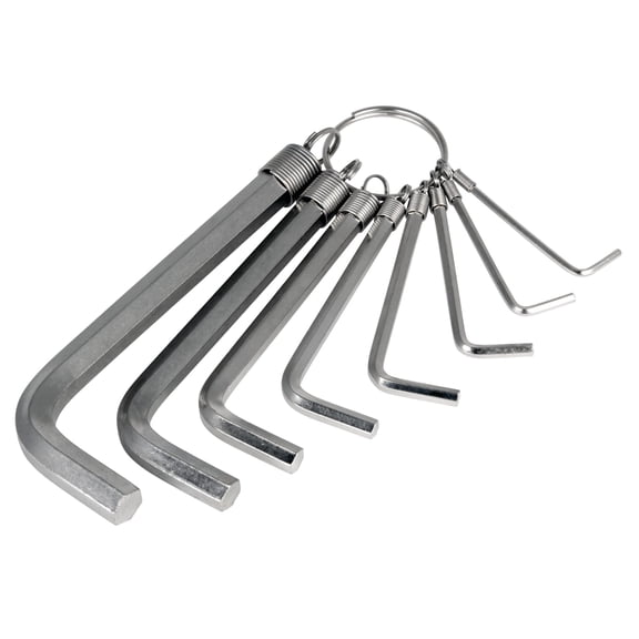 Performance Tool W1109C SAE Hex Key Set with Key Ring Holder - Chrome Plated Steel - 8-Piece Set in Sizes from 1/16 to 1/4-Inch
