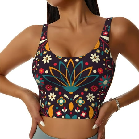 Sports Bras For Women  Colorful Mexican2 Workout Crop Tank Tops  U Back Sports Bra Athletic Tops
