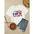 thumbnail image 2 of Plus Size Independence Day USA Print T-shirt, Casual Short Sleeve Crew Neck Top For Spring & Summer, Women's Plus Size Clothing, Casual Sporty Tee, Summer Gifts, 2 of 9