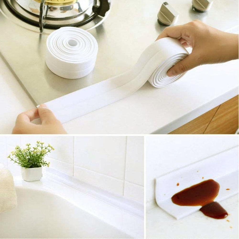3 Colors 3.2M Length Flexible Self Adhesive Bath Wall Sealing Strip Sink Basin Edge Trim Kitchen Caulking Tape #4 Sealing Strip 