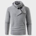 thumbnail image 2 of UVEASISHA Men's Knitted Turtleneck Sweater Long Sleeve Slim Fit Designer Shawl Collar Pullover Soft Comfort Jumper Sweaters Cool Man Casual Streetwear Gray S, 2 of 8