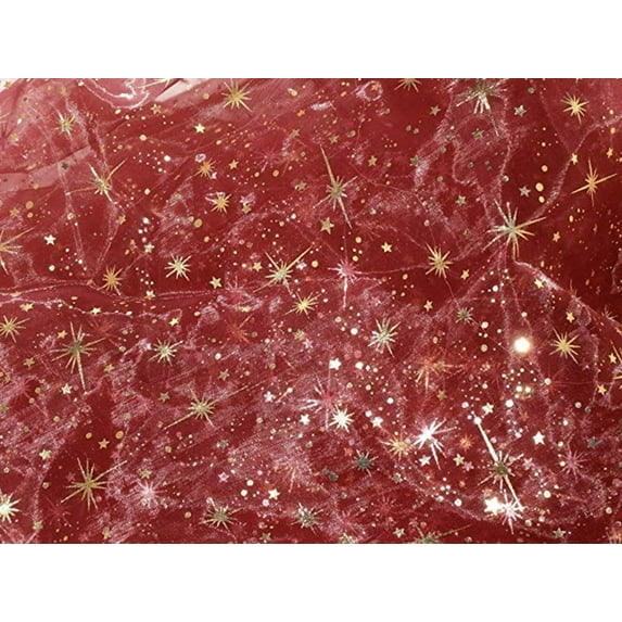 Star Bursts Sheer Organza Fabric by the 5, 10, 15 and 20 Yard Increment, 58"/60" Wide, All Colors