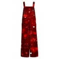 thumbnail image 3 of Fgvctg Womens Valentine's Day Jumpsuit Wide Leg Pant Fashion Love Heart Print Overall Sleeveless Romper Spaghetti Straps Jumpsuit Plus Size Bib Overalls Sprimg Clothes With Pockets Deep Red M, 3 of 5