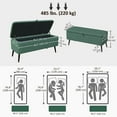 thumbnail image 3 of HOMCOM Storage Ottoman Bench, Linen Fabric Footstool Dark Green, 3 of 10