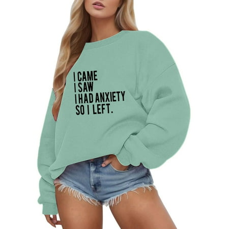 WENWU Women Sweatshirts Womens Long Sleeve Sweatshirt Pullover for Women Mint Green Cute Crewnecks for Women Fall Clothes Preppy Clothes Teen Girl