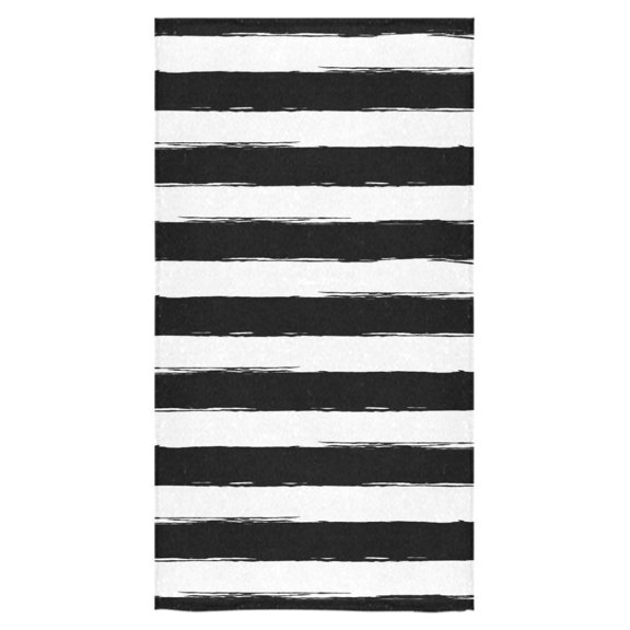 ZKGK Deaign Black And White Striped Bath Towel Beach Towel Bath Wrap Bathroom Shower Towel 30"X56" For Home,Outdoor and Travel Use