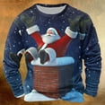 thumbnail image 2 of Feancey Mens Christmas Crewneck Sweatshirt Holiday Casual Long Sleeve Pullover Funny Santa Claus Print Sweatshirts Novelty Xmas Gifts for Men Blue 3XL, 2 of 5