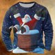 thumbnail image 1 of Sudadera sin capucha para hombre, informal, a la moda, con cuello redondo, estampado navideño, jersey de manga larga, blusa de poliéster para hombre, 1 of 5