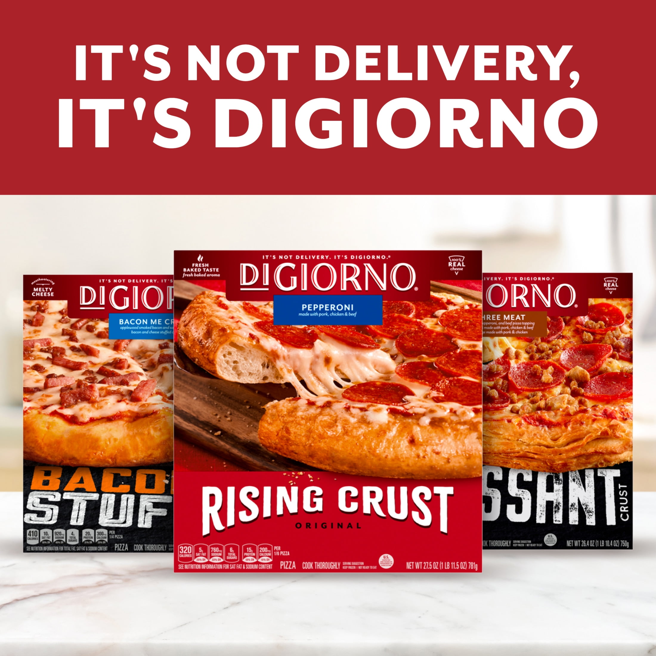 DiGiorno Four Cheese Stuffed Crust Personal Pizza with Marinara Sauce, 8.5oz (Frozen)
