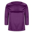 thumbnail image 5 of Garbnen Purple Silk Blouses for Women Fashion Crew Neck Dressy Women 3/4 Sleeve Tops Spring Summer Business Blouse for Women, 5 of 6