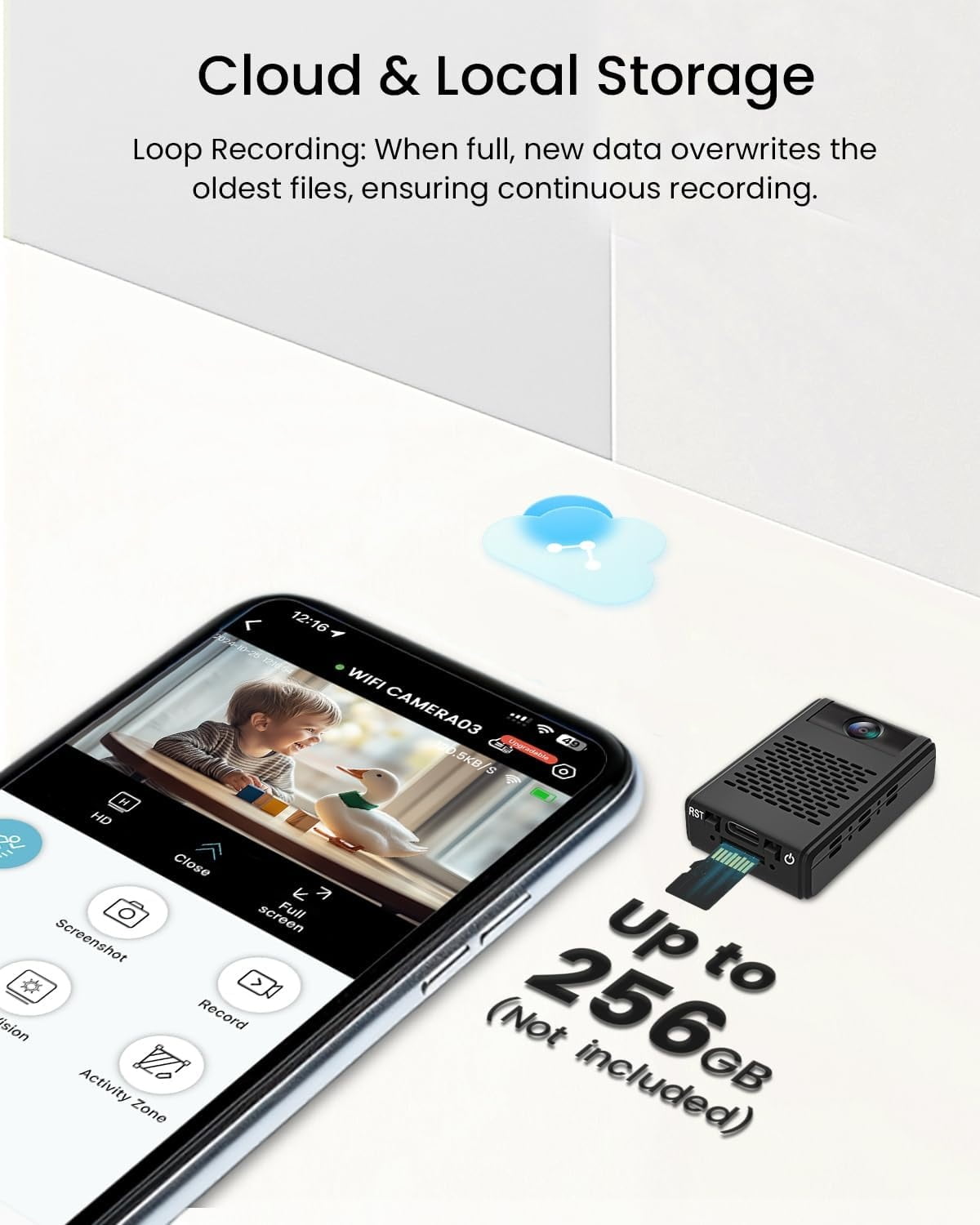 Spy Camera , Hidden Camera Mini Security Camera, Nanny Cam with 180°Rotating Lens, 4K WiFi Wireless Surveillance, Motion Detection, Auto Night Vision