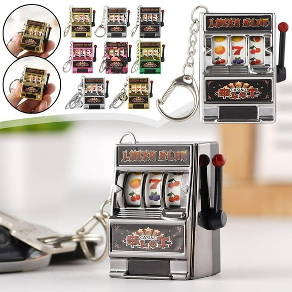 FurNest Rtyweth Fruit Slot Machine Keychain Lucky Charm Jackpot Keychains Mini Pendant For Kids Charm Q5v9 Novelty Bag Gifts A