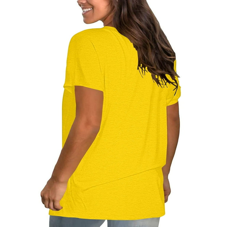 Zpanxa Womens Tops Short Sleeve Summer T-Shirts Curved Hem