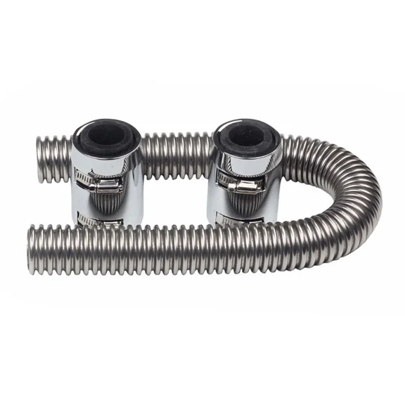 Universal 36 inch Chrome Flexible Stainless Steel Radiator Water Hose Kit Caps