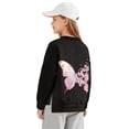 thumbnail image 2 of Xoenoiee Butterfly Cherry Blossom Print Girls Oversized Sweatshirt Crewneck Long Sleeve Side Slit Pullover Top, Loose Casual Y2K Fall Winter Clothes, 13-14 Years, 2 of 7