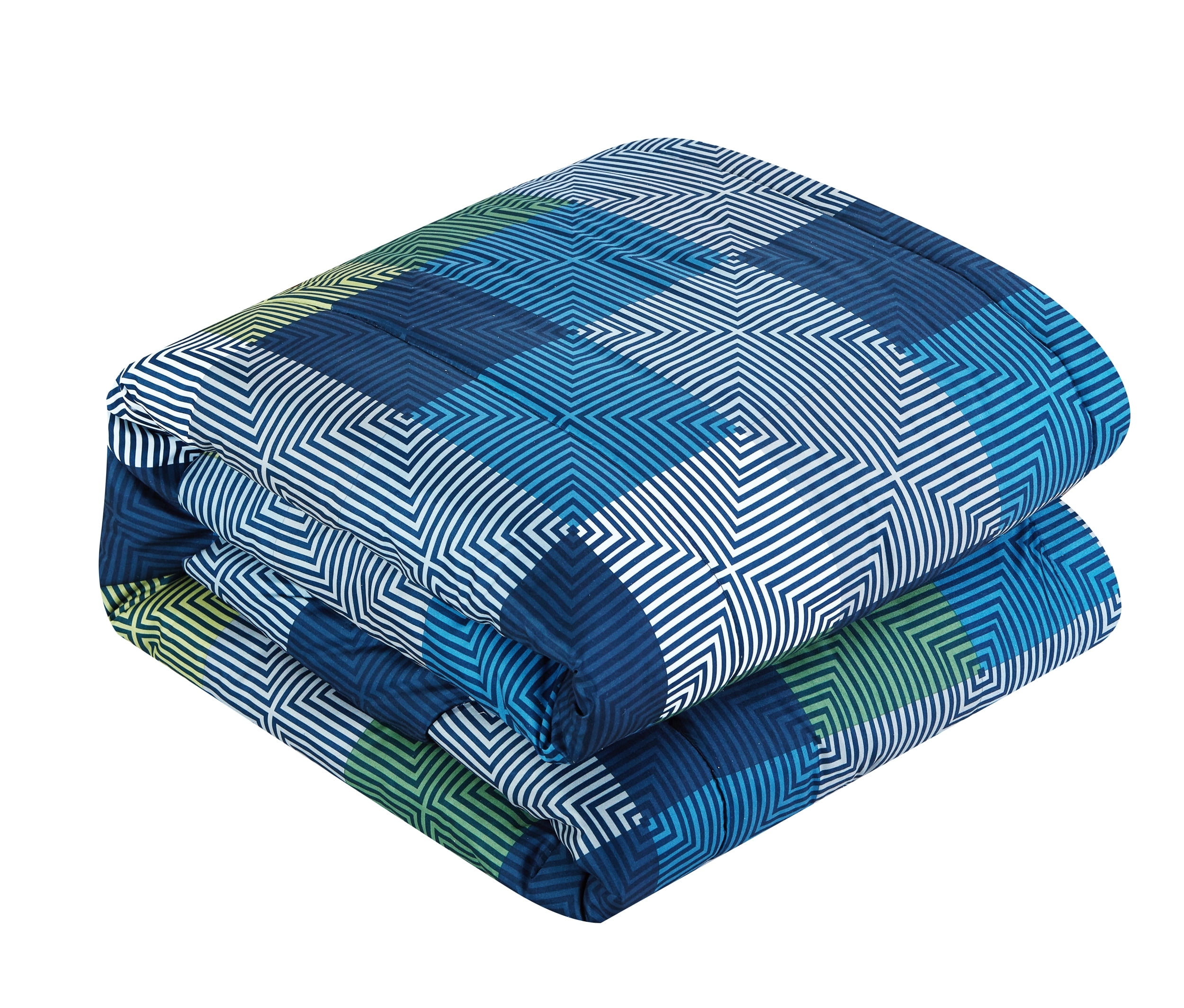 Latitude Mainstays Contemporary Geometric Bed-in-a-Bag, Queen with Comforter Shams Flat Sheet Fitted Sheet Pillow case