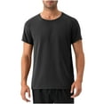 thumbnail image 2 of ALLLIST Crew Neck Summer Tops Black Short Sleeve Solid T-Shirts Pullover Loose Casual Mans Tees, 2 of 7