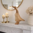 thumbnail image 3 of Bamboo Wood Duck in Boots Figurine for Home Decor - Sculptural Ornament for Bathroom, Office, and Living Room Decor - Decorative Statue for Shelf Accent and Coffee Table - 9", Brown & Tan, 3 of 13