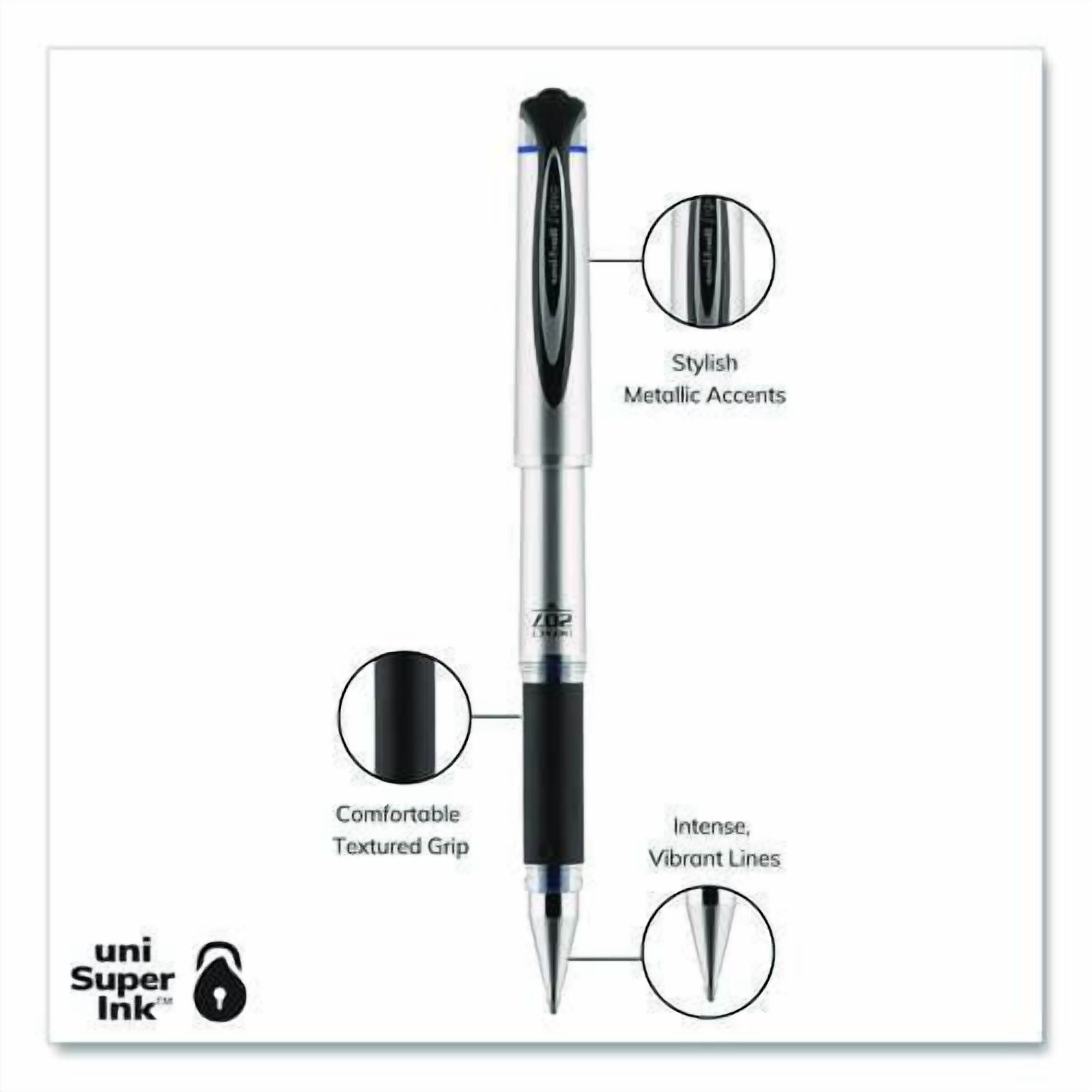 207 Impact Gel Pen, Stick, Bold 1 mm, Blue Ink, Silver/Black/Blue Barrel | Bundle of 2