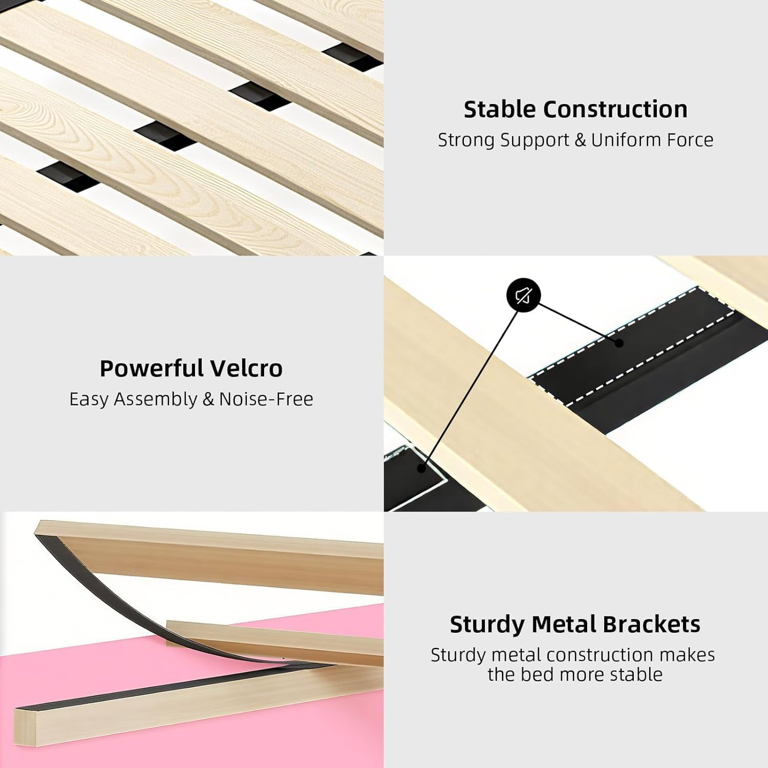 4 EVER WINNER Twin Size LED Bed Frame with Headboard，Upholstered Platform Bed Frame with LED Lights，Diamond Tufted Headboard and Footboard，Pink