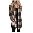thumbnail image 5 of BLOCLOALO Long Sleeve Cardigan for Women Button Up Sweaters Women's New Long Sleeve Plaid Print Button Open Front Long Cardigan Outerwear Collared Shirts Dress Cardigan Dress Cover Up Cardigan Brown S, 5 of 7
