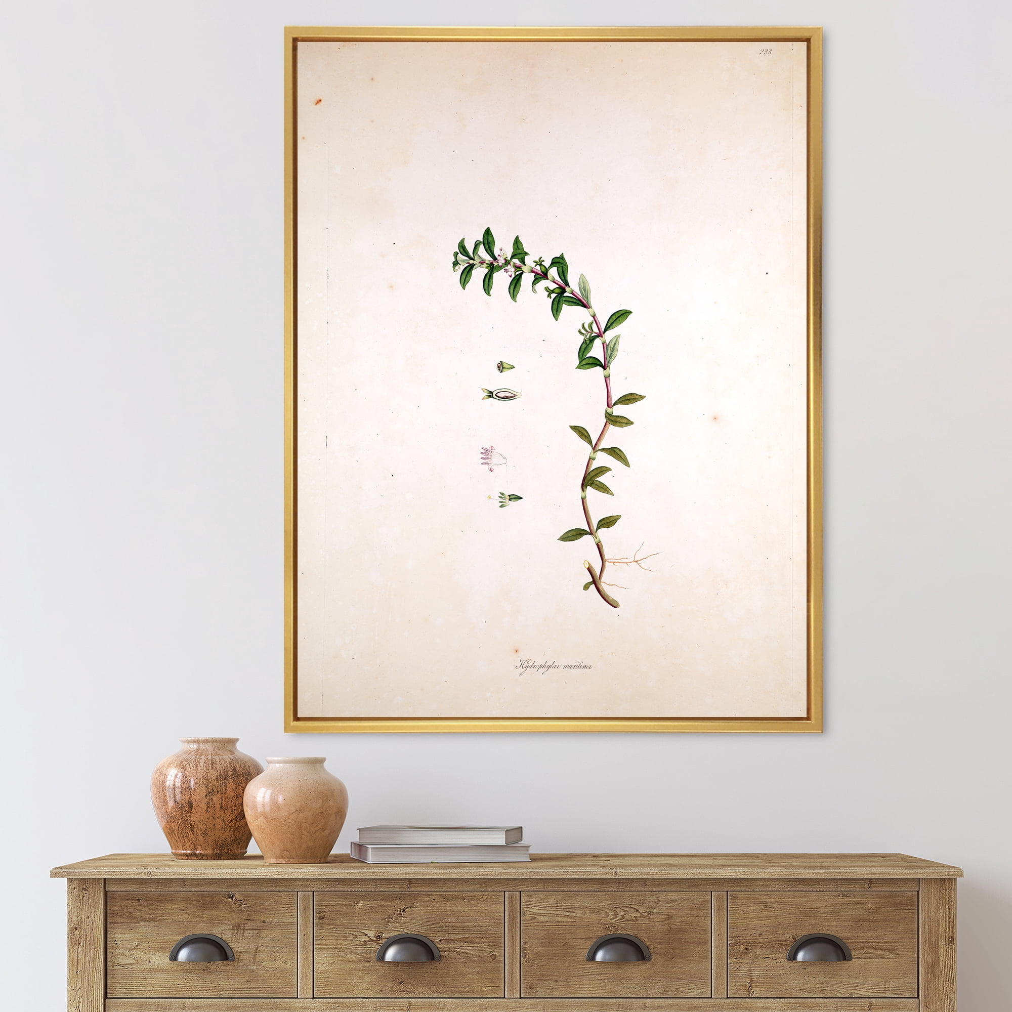 Designart 'Ancient London Plants II' Farmhouse Framed Canvas Wall Art Print