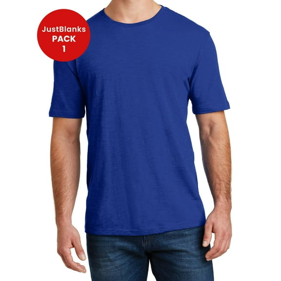 JustBlanks Mens Super Slub Crew Tee Shoulder to shoulder taping 1x1 rib knit neck Ring Spun Combed Cotton T-Shirt