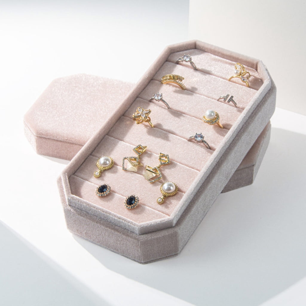 Portable Jewelry Box Velvets Jewelry Storage Case Elegant Jewelry Organizer Velvets Material for Storage and Display