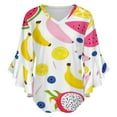 thumbnail image 5 of Colorful Summer Fruit Pattern Design Women's V-Neck Blouse With 3/4 Ruffled Bell Sleeves Casual Top Ladies Blouses, 5 of 7