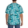 thumbnail image 3 of Balery Shark Wearing Sunglasses Camisa Casual de Manga Corta con Botones para Hombre, Texturizada, Estilo Cubano, para Playa, Verano-Medium, 3 of 5