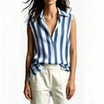 thumbnail image 4 of Noric Women's Striped Print Tank Tops Sleeveless V-Neck Collar Casual Summer Trendy Office Blouse, 4 of 7