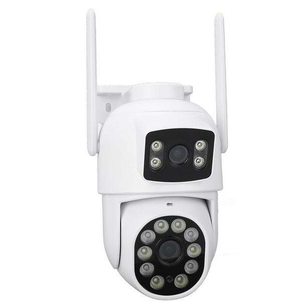 Cámara De Seguridad De Doble Lente, Resolución Ultra Clara 2K Y Vista De 360, Detección Humana Inteligente, IP66 Resistente A La Intemperie, Visión Nocturna, Audio