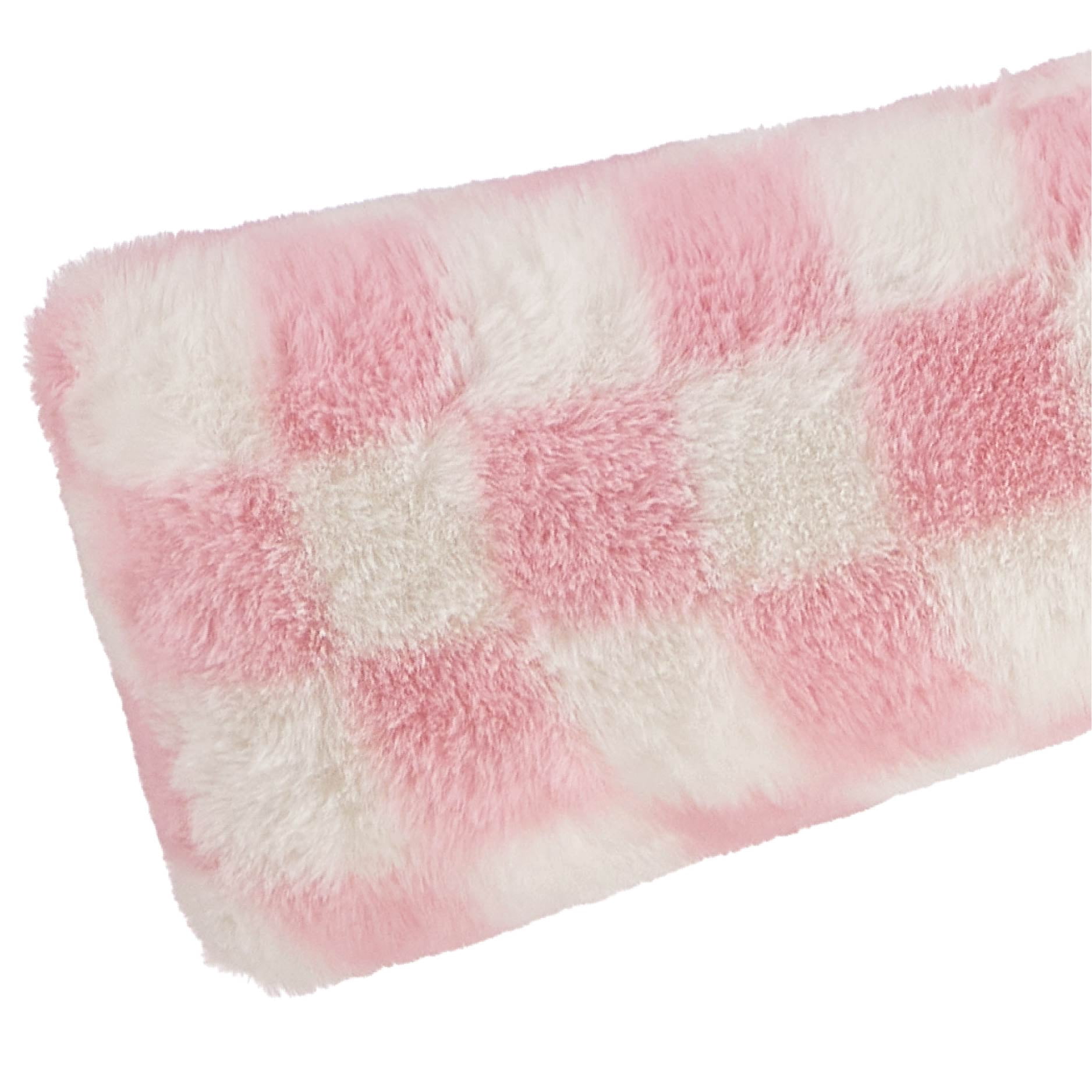 Mainstays Pink Checkered Knot Faux Fur Body Pillow, 22" L x 11" W