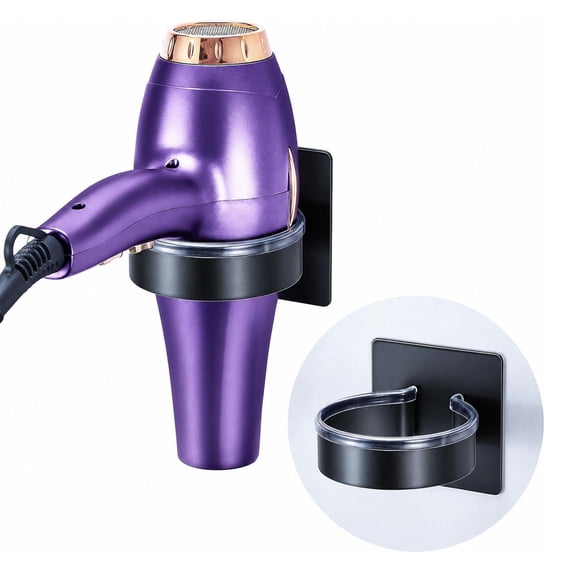 Blow Dryer Holder Wall Mounted, hairdryer holder for bathroom, Blow Dryer Organizer, hair tool organizer wall mount, Adhesive Hair Dryer Storage for Bathroom Barber Shop (Black)