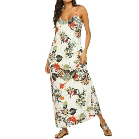 

Sayhi Women Summer Casual Dress Floral Print Boho Dresses Spaghetti Strap Floral Pocket Formal Maternity Dresses