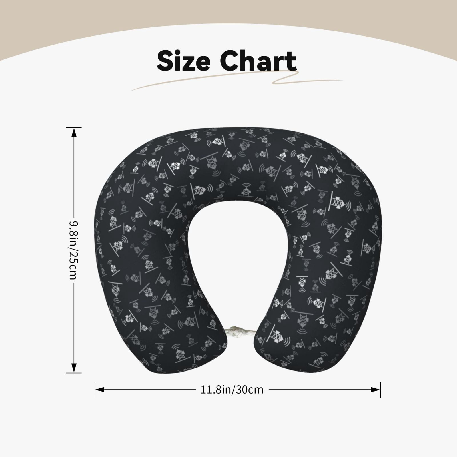 Xecao Wireless Antenna Icon Print Memory Foam Cervical Neck Pillow Versatile U-Shaped Pillows for Home,Office,Camping,Travelling,Soft Washable Cover