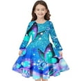 thumbnail image 4 of Printemps Automne Petite Fille Jupe Vintage Longueur Genou Robe Décontractée Mode Impression Butterfly Jupe Ample Manches Longues, 4 of 4