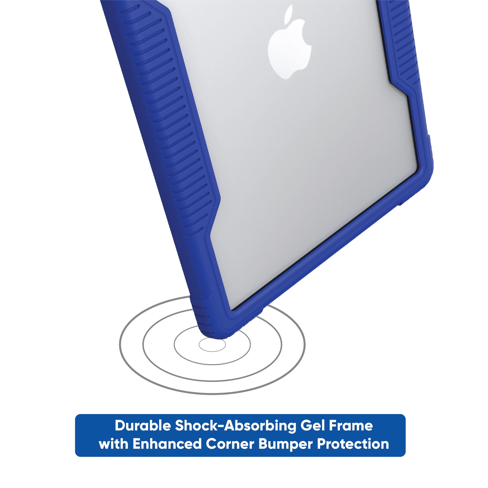 onn. Slim Rugged Tablet Case for iPad (7th, 8th, 9th generation) - Blue/Clear