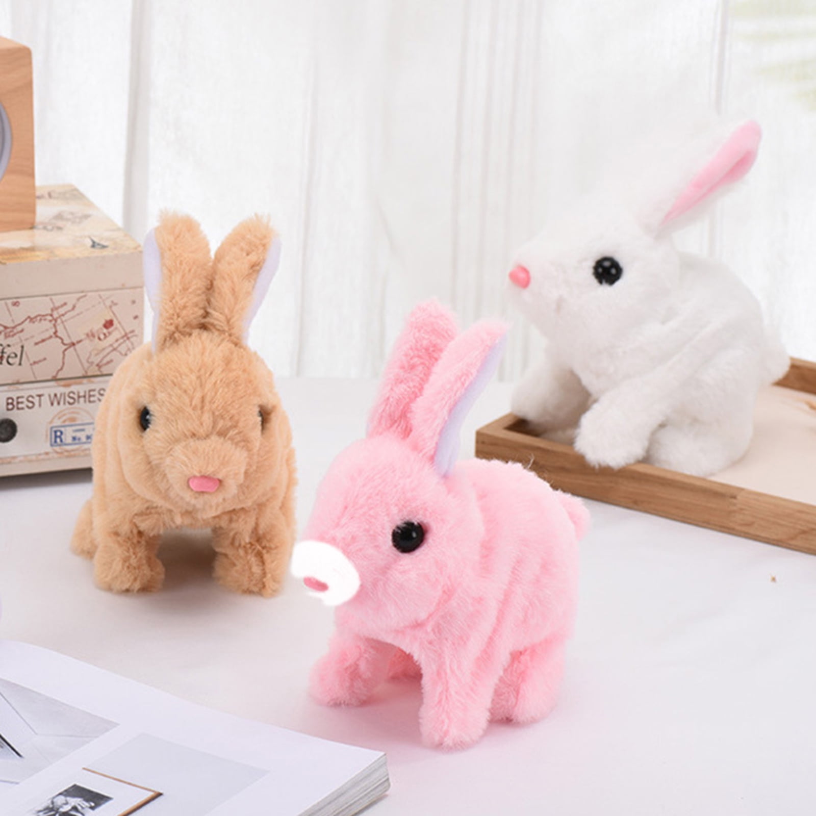 Electric Rabbit Toy Plush Bunny Battery Operated Hopping Animal Rabbit Interactive Toys Gifts for Children Boy Girls 3pcs