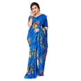 thumbnail image 3 of Ethnic Asia Sari Art Silk Floral Print Blue Indian Bollywood Look Saree For Women, 3 of 5