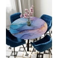 thumbnail image 5 of nqOlkjepod Marble Purple Gold Round Tablecloth, Fitted Table Cover with Elastic for 36"-44" Round Tables, Modern Blue Pink Geometric Table Cloth Outdoor Indoor Dinning Party Waterproof Tablecloths, 5 of 6