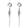 thumbnail image 1 of Women Double Speaker Leaf Chain Pendant Dangle Earrings Expansion Piercing Jewelry(8mm), 1 of 7