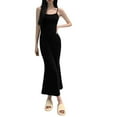 thumbnail image 2 of Bnwani Dresses for Women,Female Dresses,Sleeveless,Fish Tail,Cinched,Square Neckline,Black,L, 2 of 5