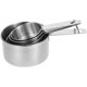 thumbnail image 3 of PTOOTP Juego de tazas medidoras de acero inoxidable de alta calidad con mango corto y cucharas medidoras para hornear, de 60 ml, 80 ml, 125 ml y 250 ml, para sabores secos y líquidos (plateadas)., 3 of 7