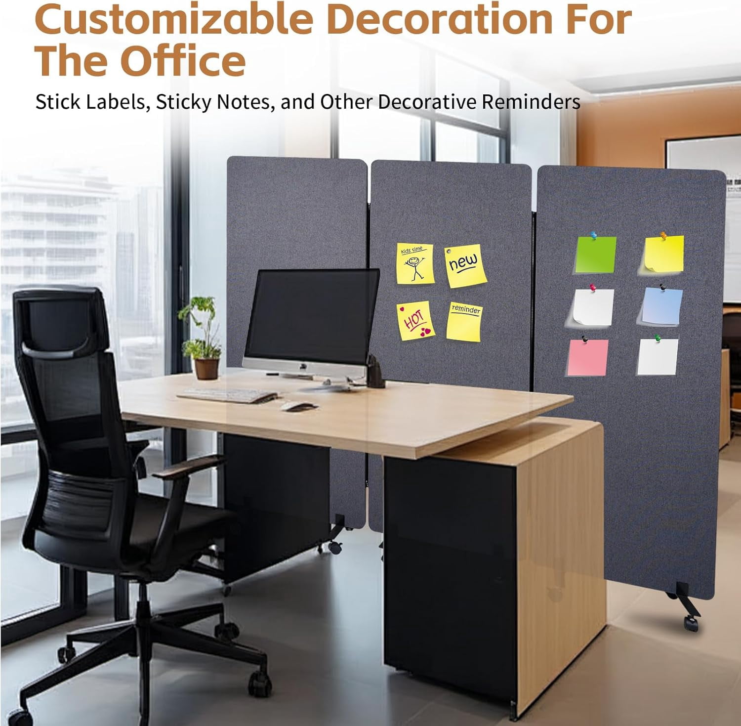 Maeklon 3 Panel 72 * 66in Freestanding Acoustic Room Divider,  PET Polyester Soundproof Room Screen with Wheels, Portable Partition Divider for Office, Reception Room, School, Hospital
