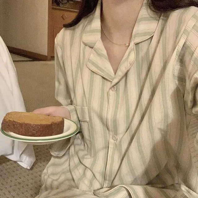 Conjuntos de pijama a rayas para mujer, a la moda ropa de dormir, de manga larga, estilo coreano, informal y Popular para el hogar