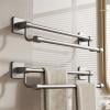 Aluminum Bathroom Towel Rack - Double Bar Wall Mounted Towel Holder, Punch Free Space Rustproof Bathroom Storage Shelf for Easy Installation & Bathroom Organization