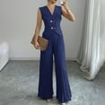 thumbnail image 4 of Women's Trousers Suit 2 Piece Set Wear Button Vest With Elastic Waist Pants Business Casual Outfit For Summer Daily Work And Meetings Maternity Rompers And Jumpsuits Woman Pants Suits for Size Suits, 4 of 6
