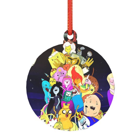 Adventure Time Acrylic Ornament Decorative Christmas Hanging Pendant For Home Decor, Christmas Tree, Party Round Shape