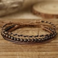 thumbnail image 3 of Nvzi Pulsera de cuerda ajustable hecha a mano con cuentas de piedra natural, 3 piezas A05, 3 of 5